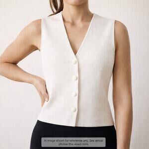 ZARA cream Knit Button Front Vest Women M Sleeveless Top NWT